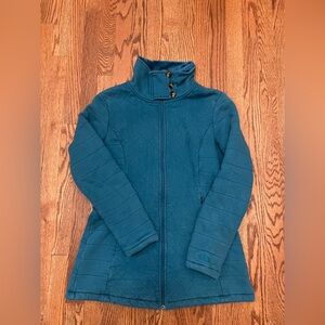 North Face Quilted Fleece Lined Caroluna Jacket Teal Snap Collar Full Zip large